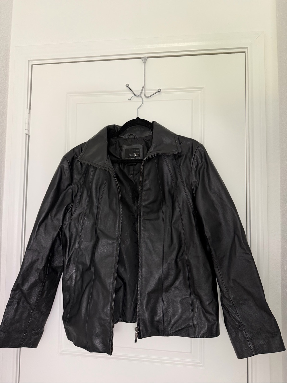 East 5th Black Leather Zip-Front Jacket